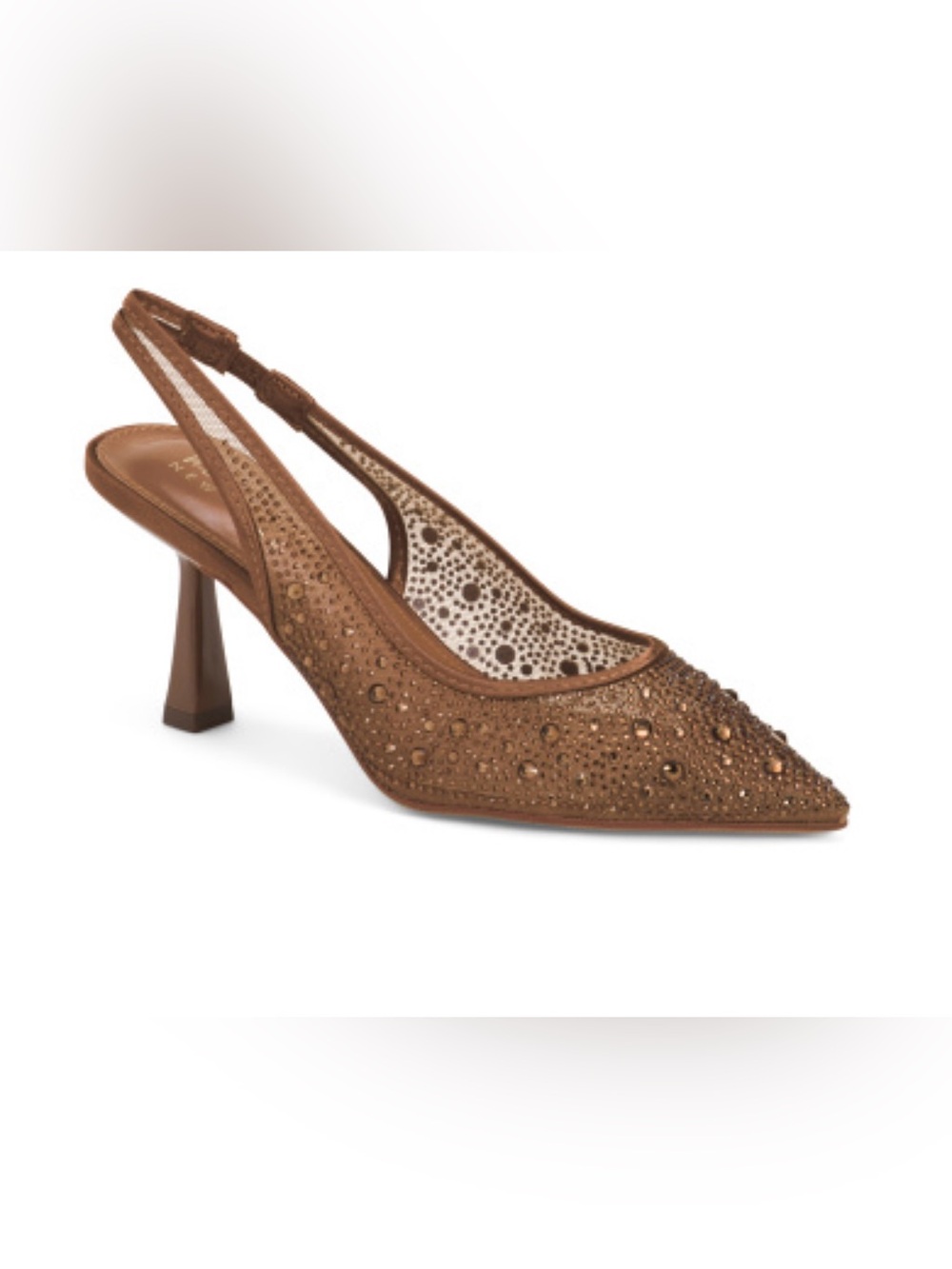 Nicole Miller Brown Embellished Pointed Slingback Heels